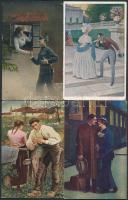 11 db RÉGI motívumos képeslap; romantikus párok / 11 pre-1945 motive postcards; romantic couples