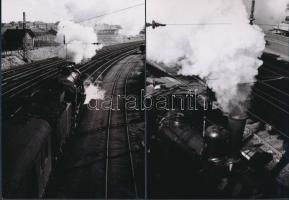 cca 1938 Budapest, fotók az egyik pályaudvar bevezető (kivezető) szakaszáról, 5 db korabeli vintage ...