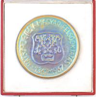 1976. "Hatszáz éves a magyar felsőoktatás 1367-1967" Zsolnay kerámia emlékplakett eredeti dobozban (183,9g/122mm) T:1- hátoldalán ragasztásnyom