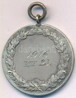 1916. "1916. VIII. 23." ezüstözött Br labdarúgó díjérem füllel (33mm) T:2