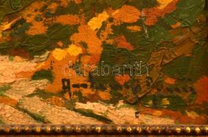 Olvashatatlan jelzéssel: Út a hegyoldalon. Olaj, karton, keretben, 23×31 cm