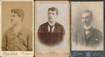 cca 1880-1900 Vegyes férfi portrék, keményhátú kabinetfotók különböző magyar fényképészek műtermeibő...