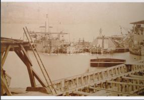 cca 1870 A budai rakpart építése, korabeli vintage felvételről készült mai nagyítás, 18x25 cm