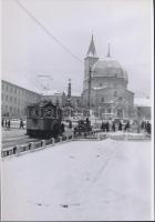 cca 1930 Pécsi villamos, korabeli vintage negatívról készült mai nagyítás, 25x18 cm