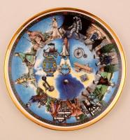 Royal Crown Duchy emlék tányér, matricás, jelzett, hibátlan, eredeti dobozában, d: 20 cm