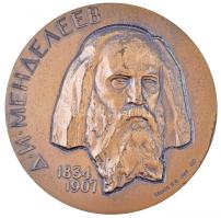 Szovjetunió 1983. "Mengyelejev 1834-1907 / A nagy orosz tudós születésének 150. évfordulójára" Br emlékérem (60mm) T:1-,2 Soviet Union 1983. "Mendeleev" 1834-1907 / 150th Anniversary of the Great Russian Scientist" Br commemorative medallion (60mm) C:AU,XF