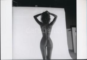 cca 1979 Próba felvételen előlről, hátulról, 2 db finoman erotikus fénykép, korabeli vintage negatív...