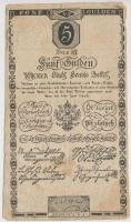 1806. 5G Bécsi városi bankócédula vízjeles papíron T:III-,IV  Habsburg Monarchy 1806. 5 Gulden Wiener-Stadt Banco-Zettel with watermark C:VG,G  Adamo G39