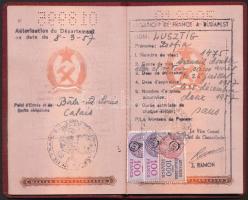 1957 Magyar útlevél Rákosi-címerrel(!), benne brit követségi bejegyzésekkel
