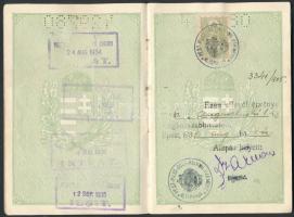 1934 Útlevél, Magyar Királyság által kiállítva, román vizummal,  pp.:32, 16x11cm