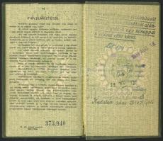 1939 Útlevél, Magyar Királyság által kiállítva, pp.:44, 16x9cm