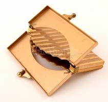 Gwenda aranyozott fém cigaretta tartó, jelzett, 10×7 cm