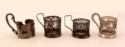 Teáscsészetartó, filigrán és szecessziós, 4db,különböző méretben, cca  8x7cm