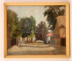 Imreh Zsigmond (1900-1965): Kövesdi utca. Pasztell, papír, jelzett, üvegezett keretben, 34×44 cm
