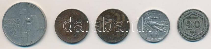 Olaszország 1911R 20c Ni + 1918R 20c Cu-Ni + 1923R-1924R 10c Cu (2xklf) + 1924R 2L Ni T:2,2-
Italy ...