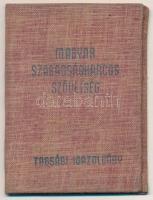 1952 Tagsági könyv, Magyar Szabadságharcos Szövetség, sok bélyeggel, 10x7cm