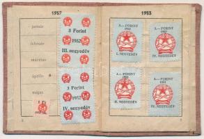 1952 Tagsági könyv, Magyar Szabadságharcos Szövetség, sok bélyeggel, 10x7cm