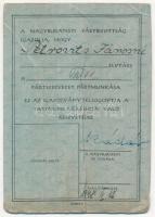 1948 Pártmunkás igazolvány, Magyar Kommunista Párt, Kádár János aláírással, 11x7cm