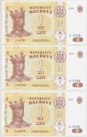 Moldova 2005. 1L (3x) sorszámkövetők T:I Moldova 2005. 1 Leu (3x) sequential serials T:UNC Krause 8