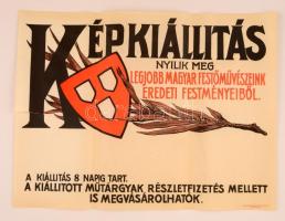cca 1920-1930 Nemzeti Szalon Képkiállítás poszter, kis szakadással, 47x63cm