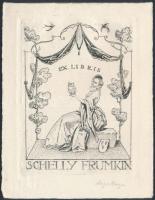 Hugo Krayn (1885-1919): Ex libris Schelly Frumkin. Klisé, papír, jelzett, 11×8 cm