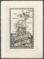 Jelzés nélkül: Ex Libris Enrique Saez Fernandez Casariego. Rézmetszet, papír, 11×7 cm