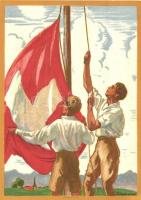 1929 Bundesfeier / Swiss national fest, flag, 25 Ga s: J. Courvoisier