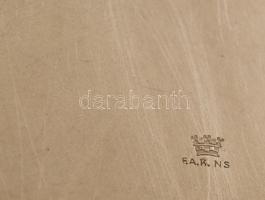 Szecessziós alpakka tál, jelzett, d: