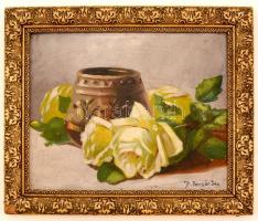 Benczúr Ijelzéssel: Virágcsendélet. Olaj, karton, jelzett, keretben, 30×40 cm