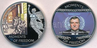 Libéria 2004. 10$ "Szabadság pillanatai - Lech Walesa és a Szolidaritás 1980" multicolor + 2006. 10$ "Szabadság pillanatai-Huszita felkelés 1419" multicolor T:PP ujjlenyomat Liberia  2004. 10 Dollar "Moments of Freedom - Lech Walesa and the Solidarity 1980" multicolor + 2006. 10 Dollars "Moments of Freedom/Hussite rebellion 1419" multicolor C:PP fingerprint