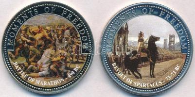 Libéria 2001. 10$ "Szabadság pillanatai - Marathóni csata Kr. e. 490." multicolor + 10$ "Szabadság pillanatai - Spartacus felkelése" multicolor T:PP ujjlenyomat Liberia 2001. 10 Dollars"Moments of Freedom - Battle of Marathon 490 BC" multicolor + 10 Dollars "Moments of Freedom - Revolt of Spartacus 73-71 BC" multicolor C:PP fingerprint