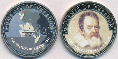Libéria 2001. 10$  "Szabadság pillanatai - Libéria megalapítása" multicolor + 10$ "Szabadság pillanatai - A tudomány szabadsága" multicolor T:PP ujjlenyomat Liberia 2001. 10 Dollars "Moments of Freedom - Foundation of Liberia 1847" multicolor + 10 Dollars "Moments of Freedom - Freedom of Science 16-17th century" multicolor C:PP fingerprint