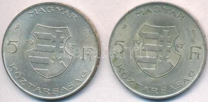 1947. 5Ft Ag "Kossuth" (2x) T:2 
Adamo F8.1