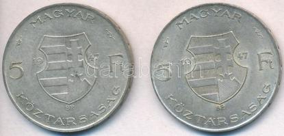 1947. 5Ft Ag "Kossuth" (2x) T:2 
Adamo F8.1