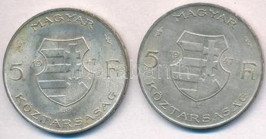 1947. 5Ft Ag "Kossuth" (2x) T:2 
Adamo F8.1