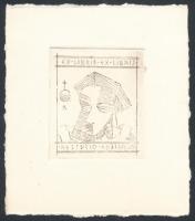 Gediminas Karalius (1942- ): Ex libris kestucio. Rézkarc, papír, jelzés nélkül, hátulján feliratozva, 6,5×5.5 cm