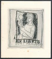 Vive Tolli (1928- ): Ex libris Juri Pajusoo. Rézkarc, papír, pecséttel jelzett, 6.5×6 cm