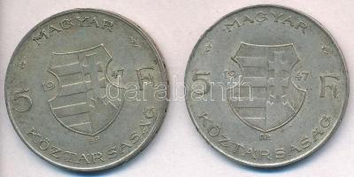 1947. 5Ft Ag "Kossuth" (2x) T:2 
Adamo F8.1