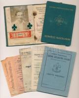 1939-1948 Vegyes cserkészigazolvány tétel(igazolvány, vásárlási betétlap, megbízatási lap, bizonyítvány), 7 db
