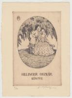Martin Erich Philipp (1887-1978): Ex libris Hillinger Oszkár. Rézkarc, papír, jelzett, 14×10 cm