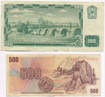 Szlovákia 1993. (1961) 100K + (1973) 500K mindkettő csehszlovák bankjegy szlovák bélyeggel T:III
Sl...