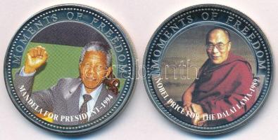 Libéria 2001. 10$ "Szabadság pillanatai - Nelson Mandela 1994." multicolor + 10$ "Szabadság pillanatai - A Nobel-díjas Dalai Láma 1989." multicolor T:PP ujjlenyomat  Liberia 2001. 10 Dollars "Moments of Freedom - Mandela for President 1994." multicolor + 10 Dollars "Moments of Freedom - Nobel Price for the Dalai Lama 1989." multicolor C:PP fingerprint