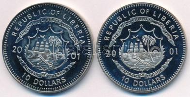 Libéria 2001. 10$ "Szabadság pillanatai - Nelson Mandela 1994." multicolor + 10$ "Sza...