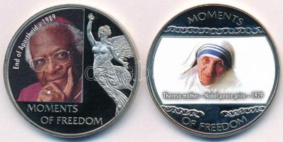 Libéria 2006. 10$ "Szabadság pillanatai - Apartheid vége 1989." multicolor + 10$ "Szabadság pillanatai - A Nobel-díjas Teréz anya 1979." multicolor T:PP ujjlenyomat  Liberia 2006. 10 Dollars "Moments of Freedom - End of Apartheid 1989." multicolor + 10 Dollars "Moments of Freedom - Theresa mother - Nobel peace prize - 1979." multicolor C:PP fingerprint