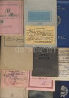 15db magyar és külföldi okmány, irat, igazolvány, tagkönyv, útlevél, bizonyítvány, munkakönyv