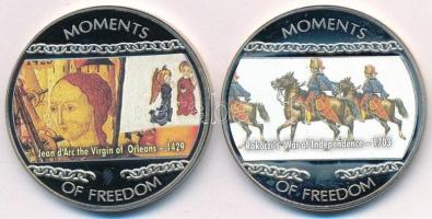 Libéria 2004. 10$ "Szabadság pillanatai - Jean d'Arc az orléans-i szűz 1429." multicolor + 10$ "Szabadság pillanatai - Rákóczi szabadságharc 1703." multicolor T:PP fo., ujjlenyomat Liberia 2004. 10 Dollars "Moments of Freedom - Jean d'Arc the Virgin of Orleans 1429." multicolor + 10 Dollars "Moments of Freedom - Rakoczi's War of Independence 1703." multicolor C:PP spotted, fingerprint