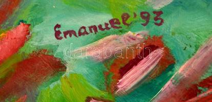 Emanuel jelzéssel: Mosolygó arc. Akril, papír, felcsavarva, 55×44 cm