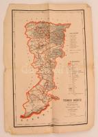 Temes megye közigazgatási térképe. Rajz.: Hátsek Ignác. 1:500000, Posner - Rautmann, szélein gyűrődésekkel, kis szakadásokkal, 53×37 cm