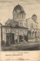 Szamosújvár, Gherla; Görög katolikus templom, Haragay Miklós kereskedése; Todorán E. kiadása / greek catholic church (Rb)