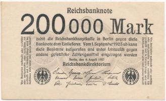 Németország / Weimari Köztársaság 1923. 200.000M T:I- Germany / Weimar Republic 1923. 200.000 Mark C:AU